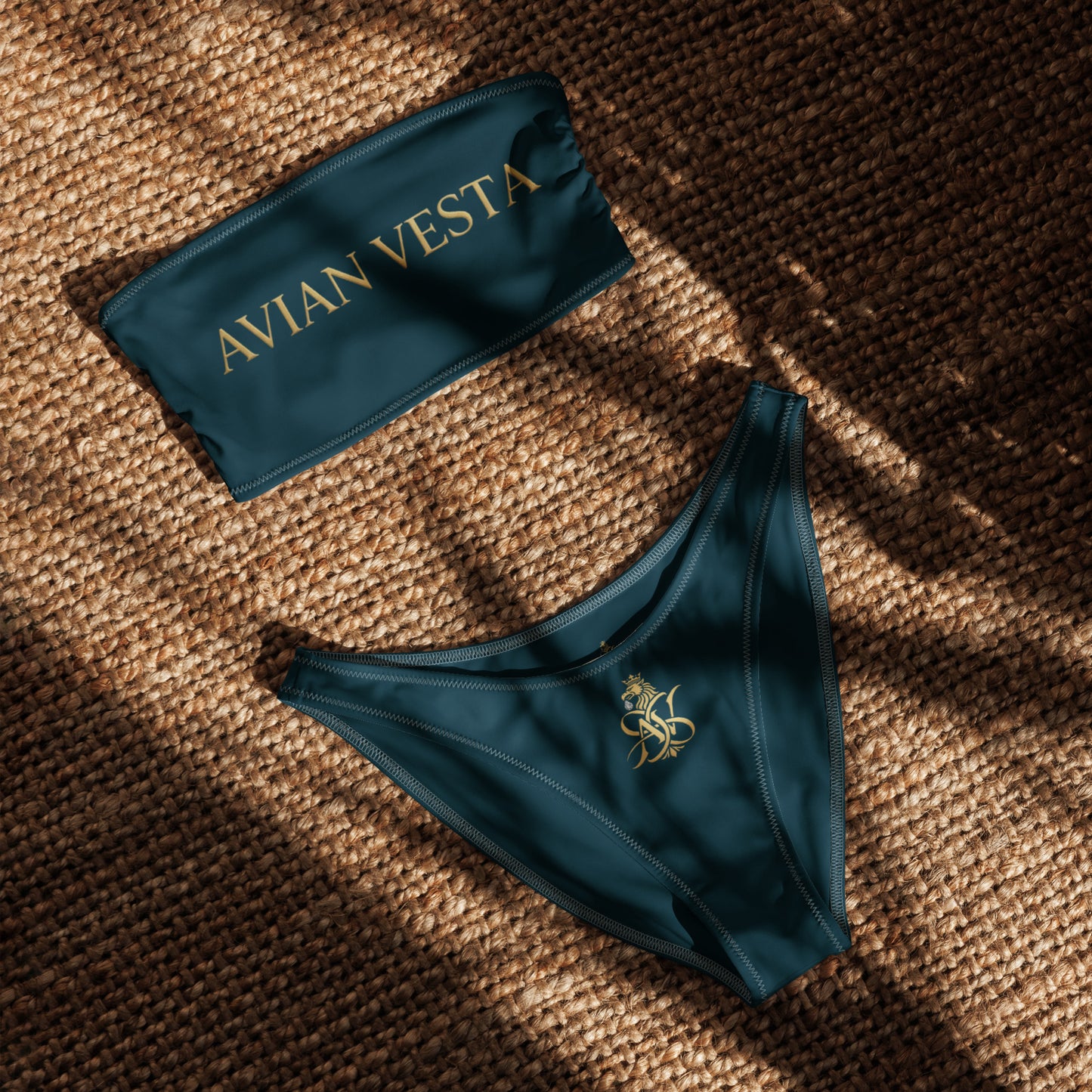Avian Vesta Blue Whale bandeau bikini set styled for resort swimwear
