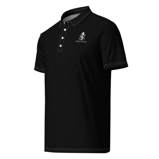 Avian Vesta Signature Polo Shirt in Black with printed crest logo
