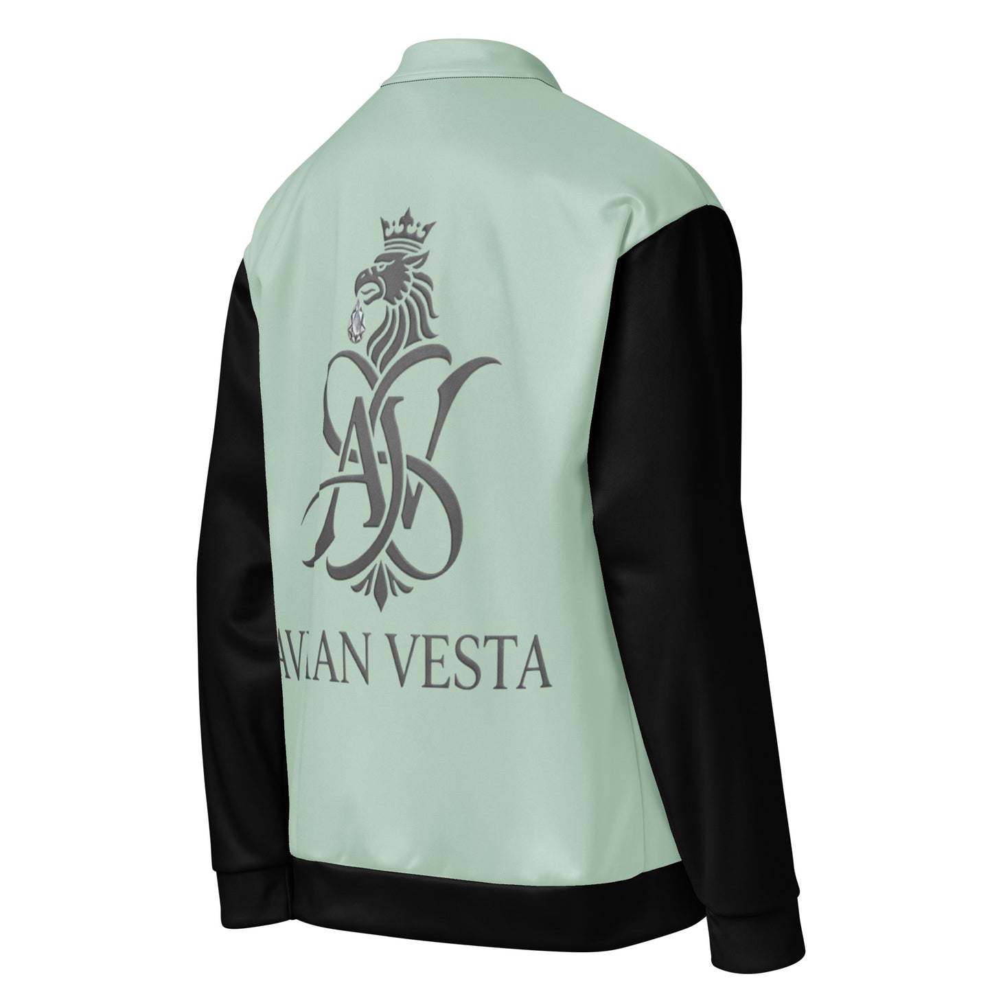 Side view of Avian Vesta Signature Edgewater Bomber jacket showing structured fit and contrast panel design