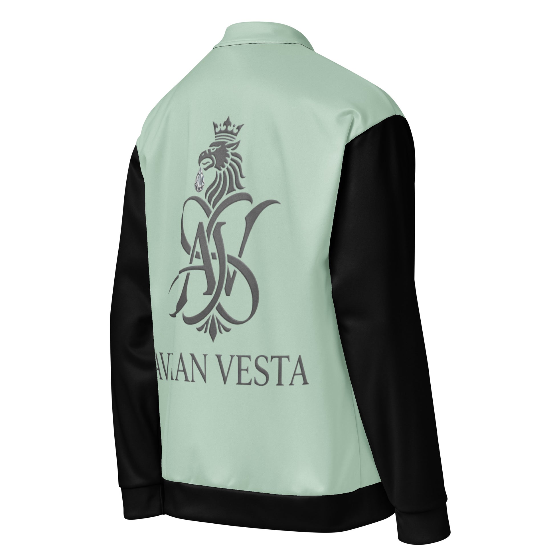 Side view of Avian Vesta Signature Edgewater Bomber jacket showing structured fit and contrast panel design